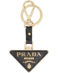 Prada - Leather Keyring With Logo - Lyst