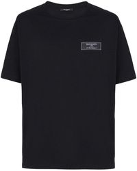 Balmain - Cotton T-shirt With Front Logo Label - Lyst