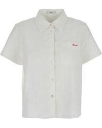DUNST - T-Shirt With Classic Collar And Logo Lettering Embroidery On The Front - Lyst