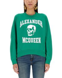 Alexander McQueen - Skull-print Stretch-cotton Sweatshirt - Lyst