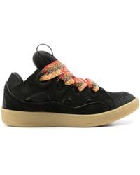 Lanvin - Men Leather Curb Sneakers - Lyst