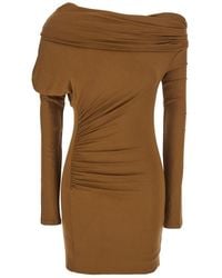 ANDAMANE - 'Zoe' Dress With Asymmetrical Design And Draped Detail - Lyst