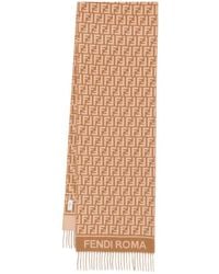 Fendi - Camel Wool And Cashmere Ff Scarf Accessories - Lyst