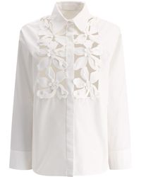 Valentino - Shirt With Hibiscus Embroidery - Lyst
