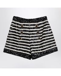 Balmain - Striped Mini Sequined Shorts - Lyst