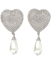 Alessandra Rich - Crystal Heart With Pendant Pearl - Lyst