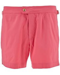 Tom Ford - Salmon Pink Swim Shorts With Branded Button In Nylon Man - Lyst