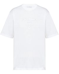 Prada - Raised Logo Round-Neck T-Shirt - Lyst