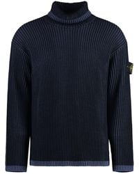 Stone Island - Ribbed Virgin Wool Turtleneck Sweater - Lyst