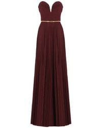 Elisabetta Franchi - Pleated Lurex Jersey Carpet Dress With Belt - Lyst