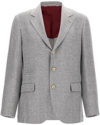 Brunello Cucinelli - Single-Breasted Linen Blend Blazer - Lyst