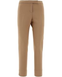 Slacks and Chinos Peserico Trousers Slacks and Chinos Save 1% Peserico Cropped Wool-blend Trouser in Natural Womens Trousers 