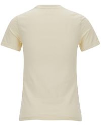 Isabel Marant - Beige Crewneck T-shirt With Multicolor Logo Print In Cotton Woman - Lyst