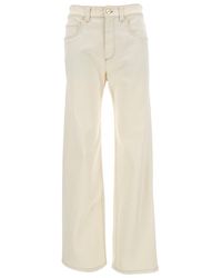 Brunello Cucinelli - White High-waisted Straight Leg Jeans In Cotton Woman - Lyst