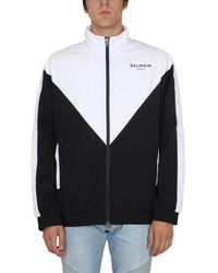 Balmain - High Neck Sports Jacket With Logo - Lyst