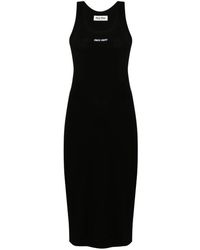 Miu Miu - Embroidered-Logo Midi Dress - Lyst