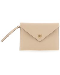 Pinko - Clutch Bag With Metal Plate And Love Birds Logo - Lyst