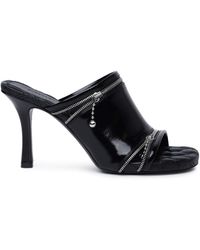 Burberry - 'peep' Black Leather Sandals - Lyst
