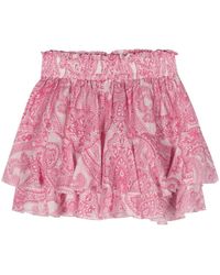 Mc2 Saint Barth - Cotton And Silk Mini Skirt With Paisley Print - Lyst