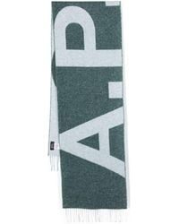 A.P.C. - Intarsia-knit Logo Scarf - Lyst
