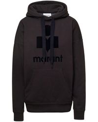 Isabel Marant - Black Hoodie With Tonal Logo Print In Cotton Blend Woman - Lyst