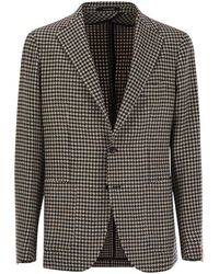 Tagliatore - Houndstooth Virgin Wool Blend Jacket - Lyst