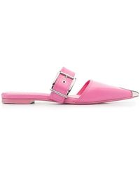McQueen - Buckled Leather Mules - Lyst