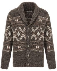 Brunello Cucinelli - 'Geometric Jacquard' Cardigan - Lyst