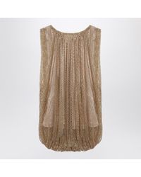 Sportmax - Camel Mesh Top With Crystals - Lyst