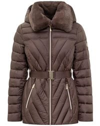 Michael Kors - Down Jacket With Belt And Fur Collar - Lyst