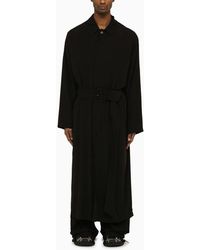Balenciaga - Black Single Breasted Belted Coat - Lyst