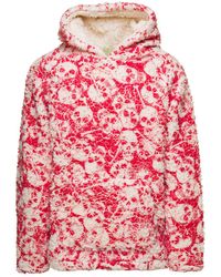 ERL - Red And White Sweatshirt With All-over Skull In Fleece - Lyst