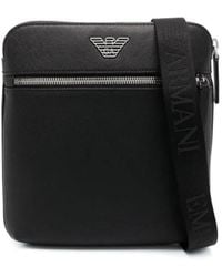 Emporio Armani - Regenerated-leather Shoulder Bag With Eagle Pate - Lyst