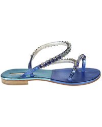 Emanuela Caruso - Jewel Leather Thong Sandals - Lyst