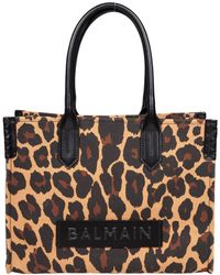 Balmain - B-Army 36 Canvas Tote Bag With Leopard Print - Lyst