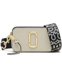 Marc Jacobs - 'the Snapshot' Grey Shoulder Bag With Metal Logo At The Front In Leather Woman - Lyst