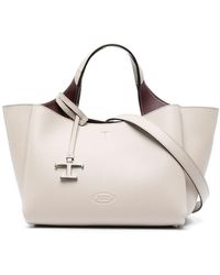 Tod's - Logo-plaque Leather Tote Bag - Lyst