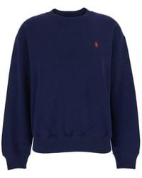 Polo Ralph Lauren - Crew Neck Sweatshirt With Dropped Shoulders And Embroidered Pony On The Front - Lyst