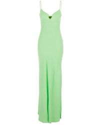 Twinset - Long Dress With Thin Shoulder Straps And Metallic Logo Plaque On The Back - Lyst