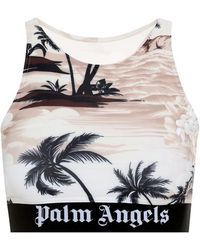 Palm Angels - Hawaiian Dream Logo Sport Top Beige/black - Lyst