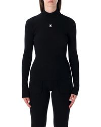 Courreges - Rib Knit Mock Neck Sweater - Lyst