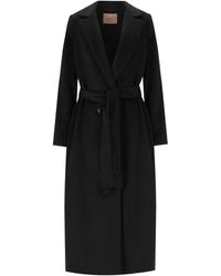 Twin Set - Wool Mix Black Double-breasted Coat - Lyst