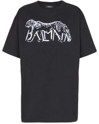 Balmain - Leopard Print T-Shirt - Lyst