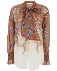 Zimmermann - 'Rhiannon' Blouse With Tie Closure On The Front And Paisley Print - Lyst