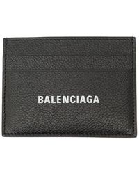 Balenciaga - Black Card Holderr With Contrasting Logo Print In Leather Man - Lyst