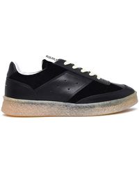 MM6 by Maison Martin Margiela Leather 6 Court Sneakers in Black | Lyst
