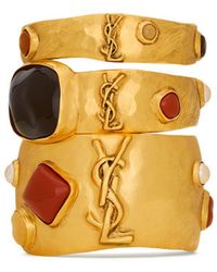 Saint Laurent - Cassandre Cabochon Set Of Three Bangles - Lyst