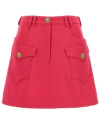 Balmain - Logo Button Mini Skirt Skirts - Lyst