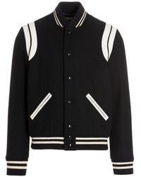 Saint Laurent - Panelled Wool-blend Bomber Jacket - Lyst