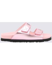 Palm Angels - Pink Leather Logo Sandals - Lyst